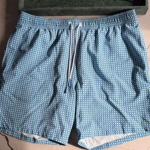 Blue Patterned Men's Swim Shorts